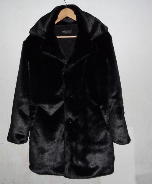 ? ĳ־  귣 ܿ ũ  Ʈ    ̱ 극Ʈ  ƮƮ  Ŷ  S1285/ Men Casual Famous Brand Winter Mink Fur Coat Black Long Single Breasted Loose